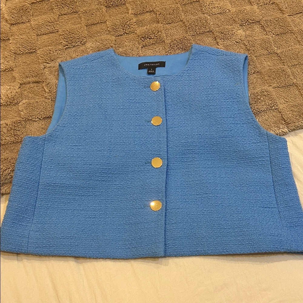 Ann Taylor Blue Button Vest